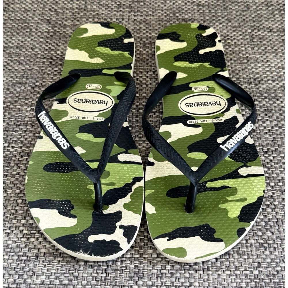 Havaianas Womens Top Camo Flip Flops Green Size 6 EU 37/38 Casual Beach Thong